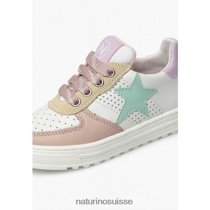 enfants zip hess. T88FLL487 Naturino baskets en cuir perforé avec étoile avec fermeture éclair blanc-rose poudré