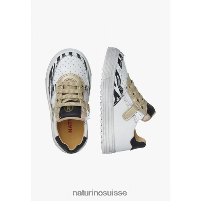 enfants zip hess. T88FLL521 Naturino baskets en cuir perforé avec détail animal blanc-platine