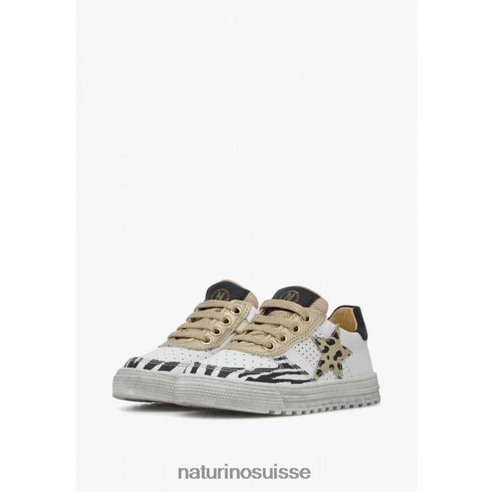 enfants zip hess. T88FLL521 Naturino baskets en cuir perforé avec détail animal blanc-platine