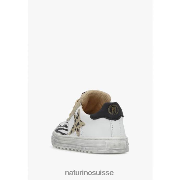 enfants zip hess. T88FLL521 Naturino baskets en cuir perforé avec détail animal blanc-platine
