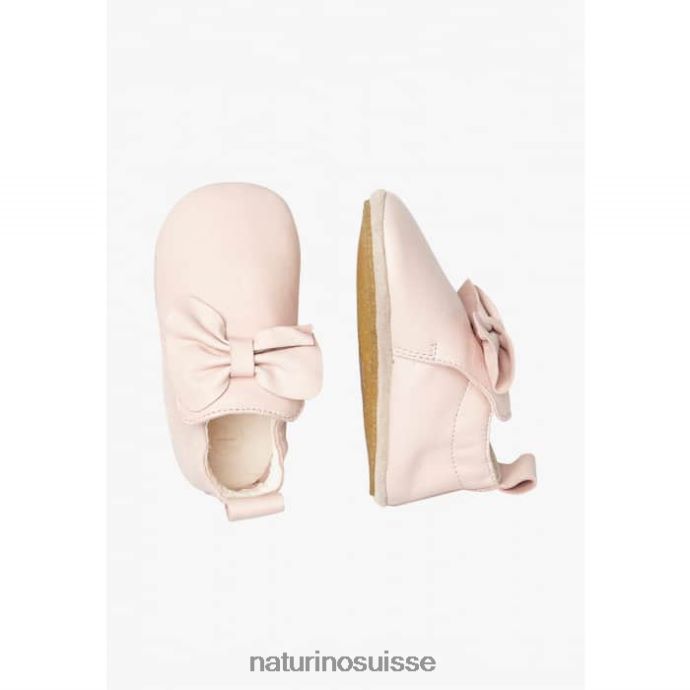 bébé parcelle T88FLL10 Naturino chaussures de berceau en cuir nappa avec nœud rose