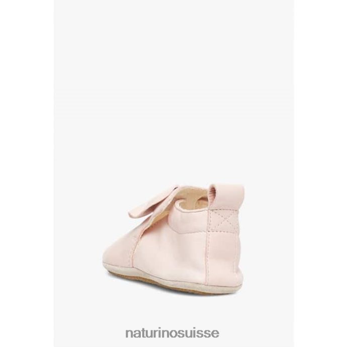 bébé parcelle T88FLL10 Naturino chaussures de berceau en cuir nappa avec nœud rose