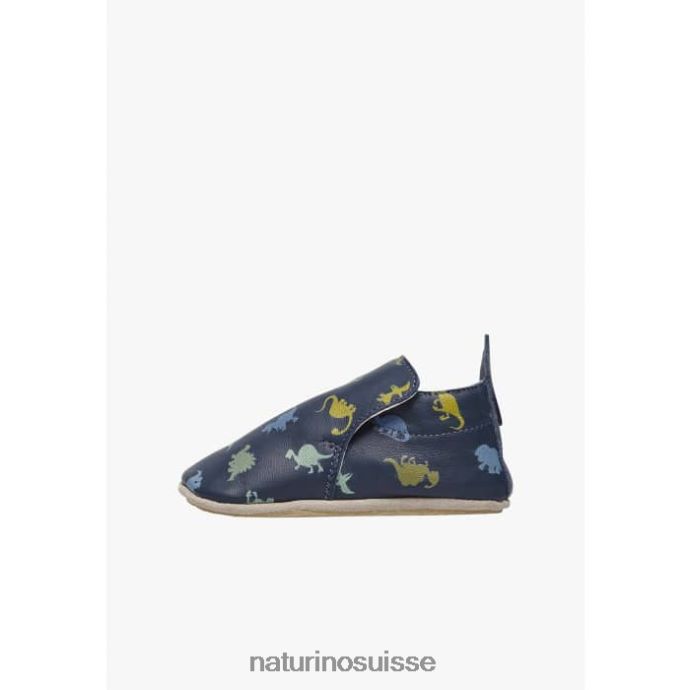 bébé plumard T88FLL5 Naturino chaussures de berceau avec imprimé dinosaure bleu