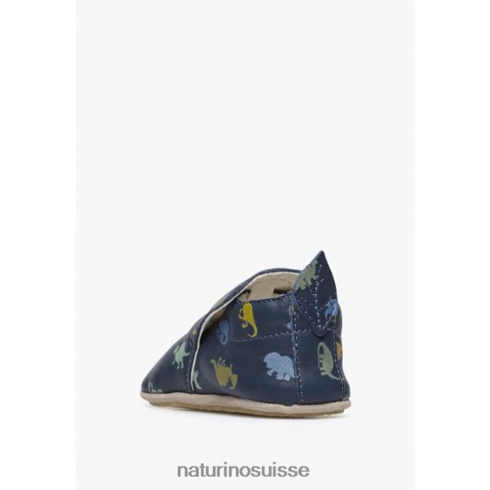 bébé plumard T88FLL5 Naturino chaussures de berceau avec imprimé dinosaure bleu
