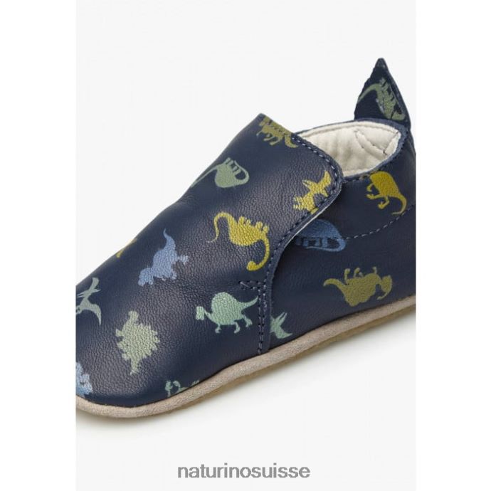 bébé plumard T88FLL5 Naturino chaussures de berceau avec imprimé dinosaure bleu