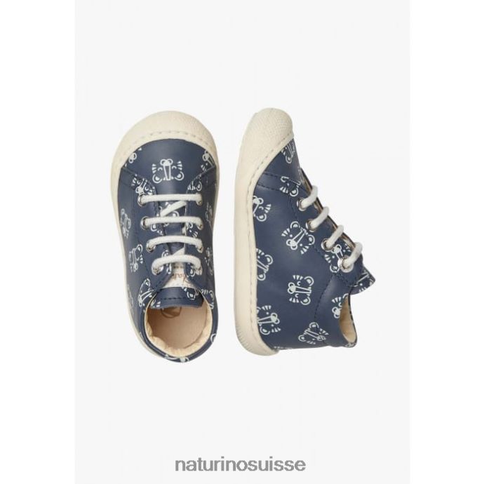 enfants cocon T88FLL107 Naturino chaussures pour tout-petits en cuir avec imprimé tigre marine