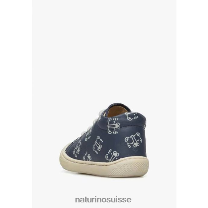 enfants cocon T88FLL107 Naturino chaussures pour tout-petits en cuir avec imprimé tigre marine