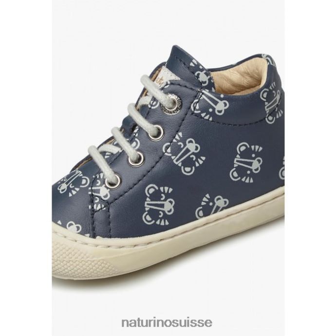 enfants cocon T88FLL107 Naturino chaussures pour tout-petits en cuir avec imprimé tigre marine