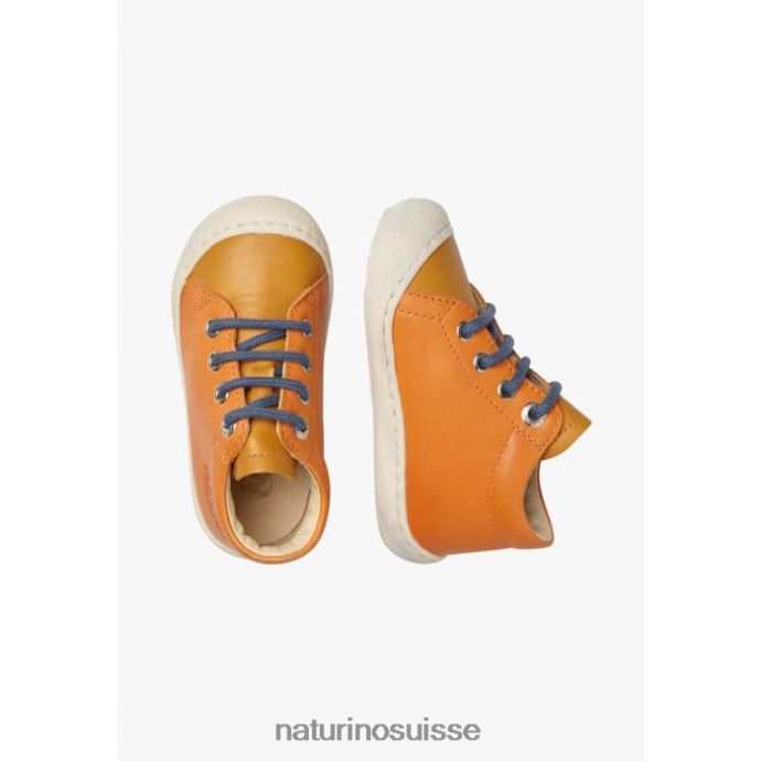 enfants cocon T88FLL144 Naturino chaussures premiers pas en cuir nappa orange