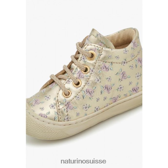 enfants cocon T88FLL165 Naturino chaussures premiers pas en cuir avec imprimé rose platine