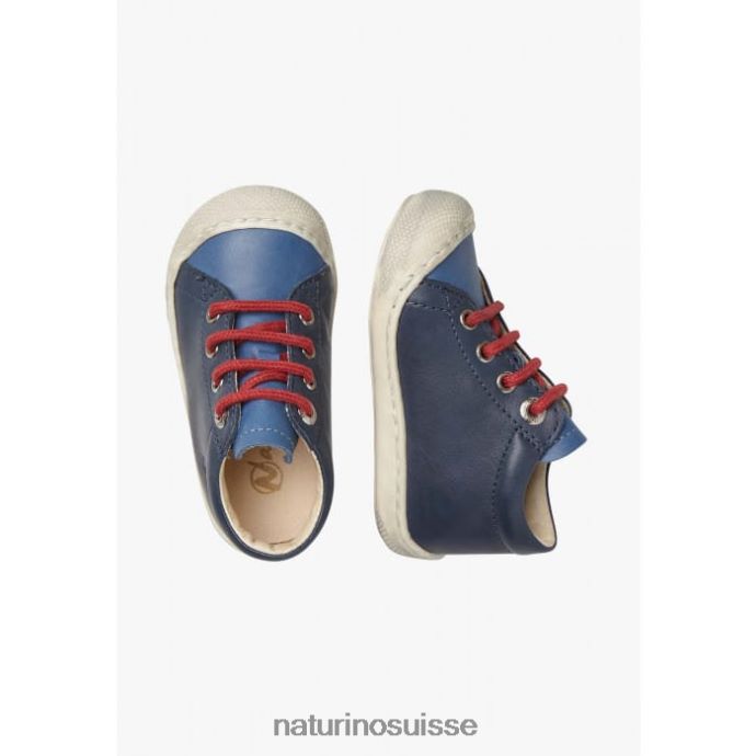 enfants cocon T88FLL178 Naturino chaussures premiers pas en cuir nappa marine-bleu clair