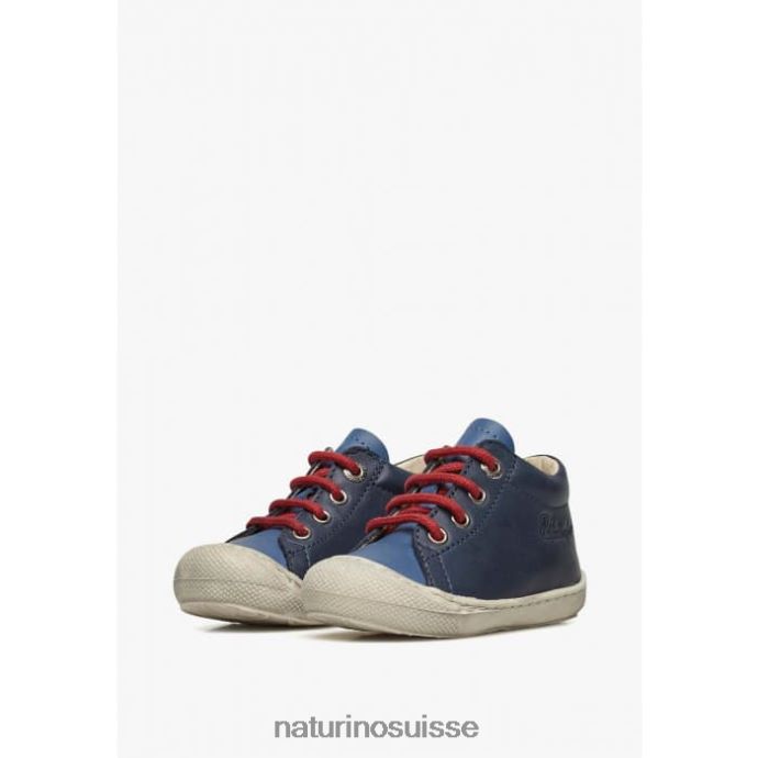 enfants cocon T88FLL178 Naturino chaussures premiers pas en cuir nappa marine-bleu clair