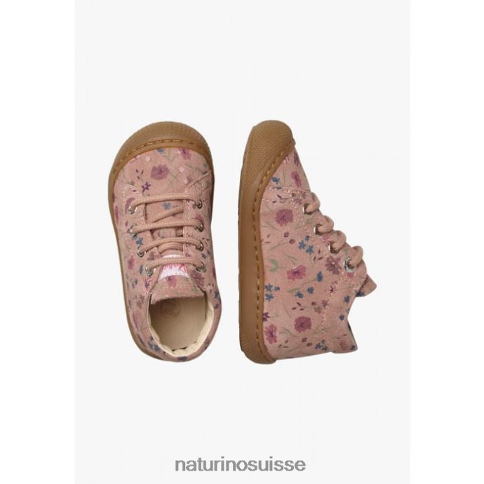 enfants cocon T88FLL188 Naturino bottines pour tout-petits en daim à imprimé fleuri vieux rose