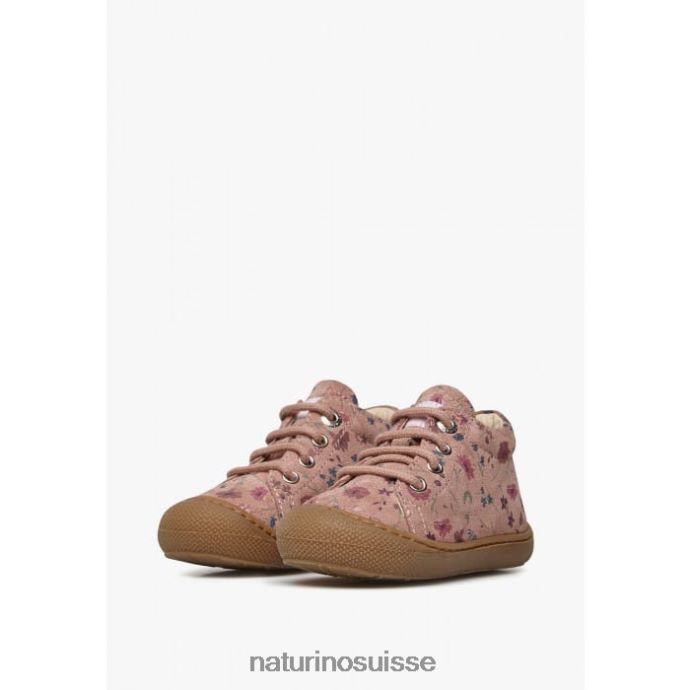 enfants cocon T88FLL188 Naturino bottines pour tout-petits en daim à imprimé fleuri vieux rose