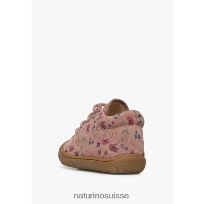 enfants cocon T88FLL188 Naturino bottines pour tout-petits en daim à imprimé fleuri vieux rose