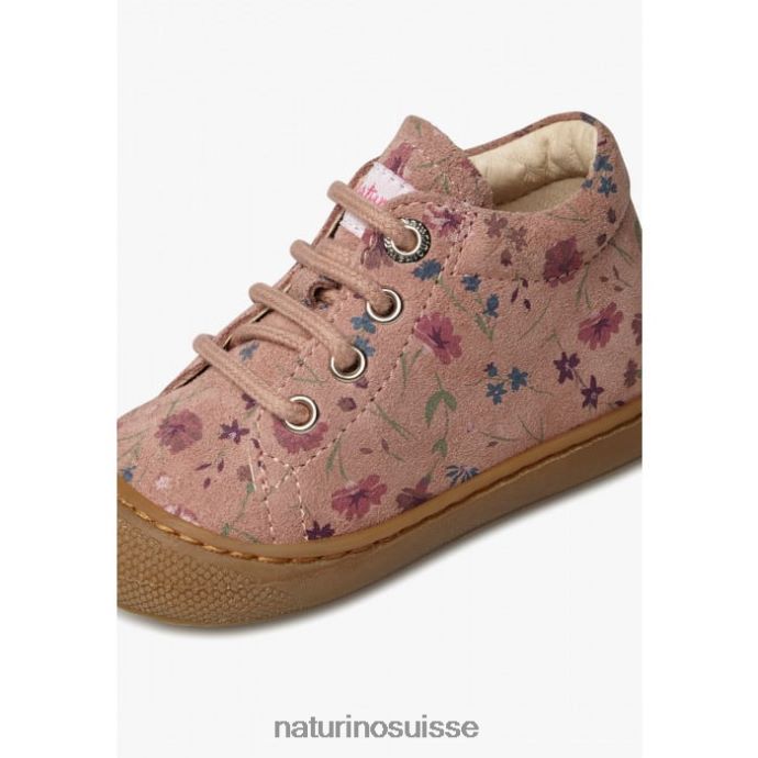 enfants cocon T88FLL188 Naturino bottines pour tout-petits en daim à imprimé fleuri vieux rose