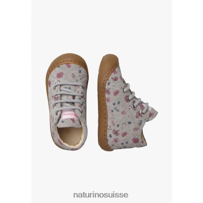 enfants cocon T88FLL190 Naturino chaussures pour tout-petits en daim à imprimé fleuri gris