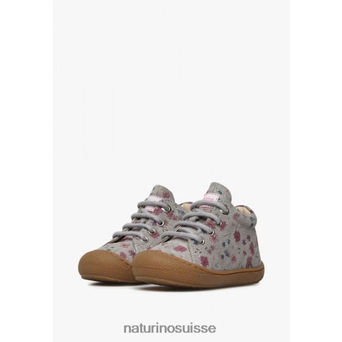 enfants cocon T88FLL190 Naturino chaussures pour tout-petits en daim à imprimé fleuri gris