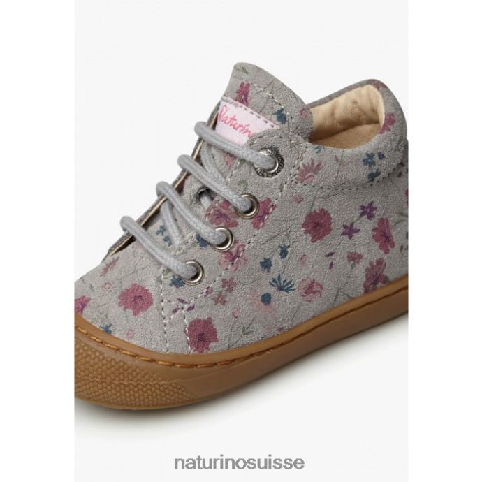 enfants cocon T88FLL190 Naturino chaussures pour tout-petits en daim à imprimé fleuri gris