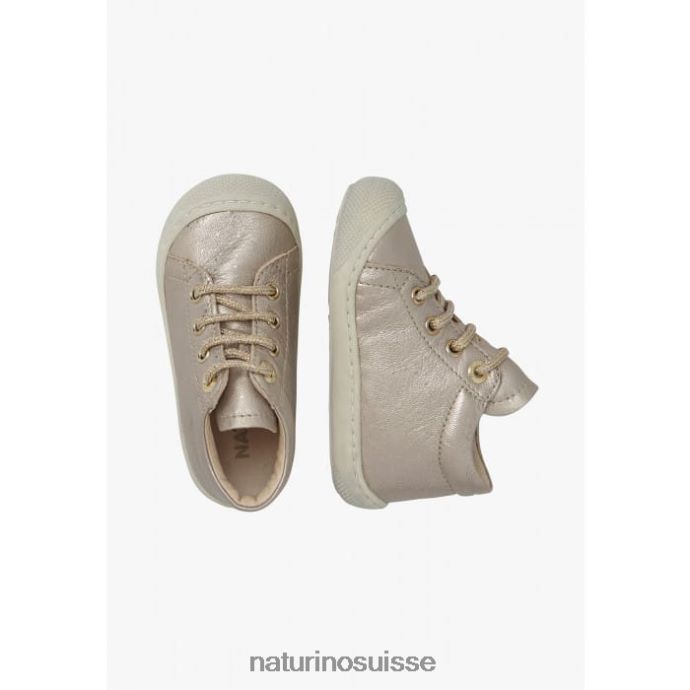 enfants cocon T88FLL191 Naturino bottines premiers pas en cuir métallisé rose poudré