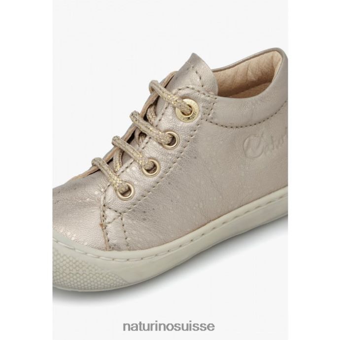 enfants cocon T88FLL191 Naturino bottines premiers pas en cuir métallisé rose poudré