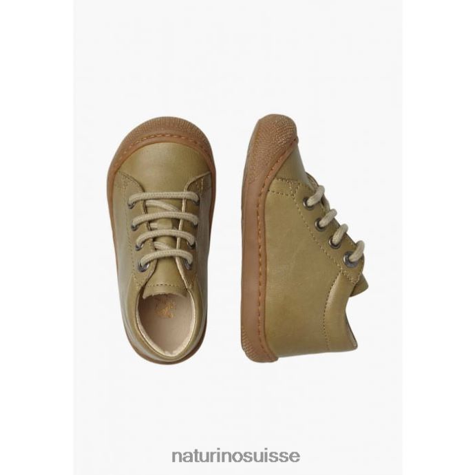 enfants cocon T88FLL194 Naturino chaussures pour tout-petits en cuir napa vert foncé