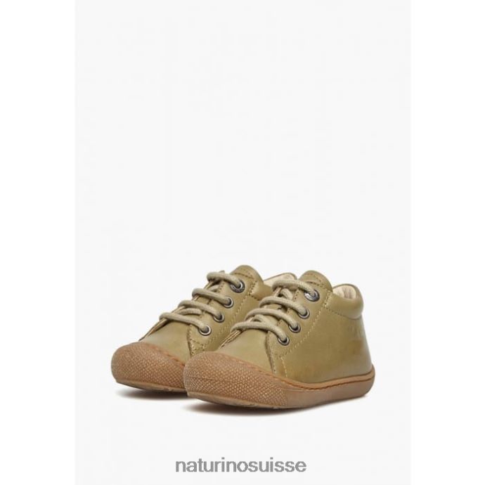 enfants cocon T88FLL194 Naturino chaussures pour tout-petits en cuir napa vert foncé
