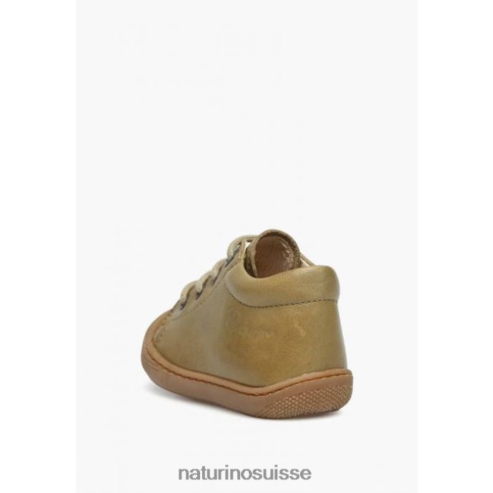 enfants cocon T88FLL194 Naturino chaussures pour tout-petits en cuir napa vert foncé