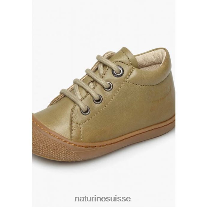 enfants cocon T88FLL194 Naturino chaussures pour tout-petits en cuir napa vert foncé