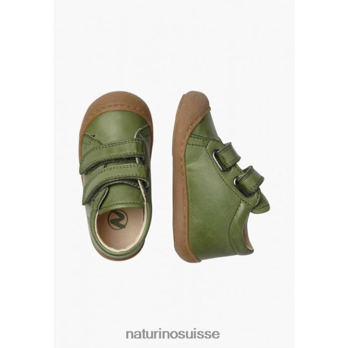 enfants cocon T88FLL202 Naturino chaussures premiers pas en cuir nappa vert