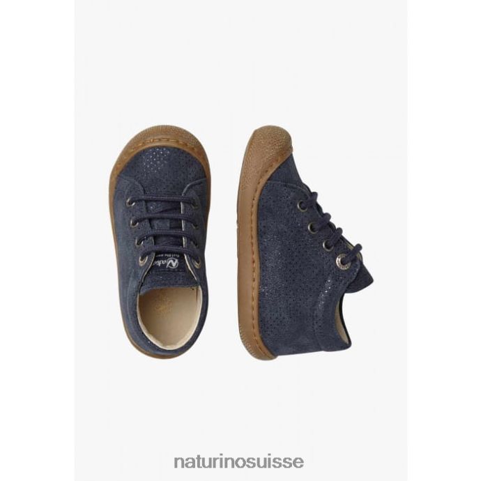 enfants cocon T88FLL210 Naturino premier pas en suède lamé bleu