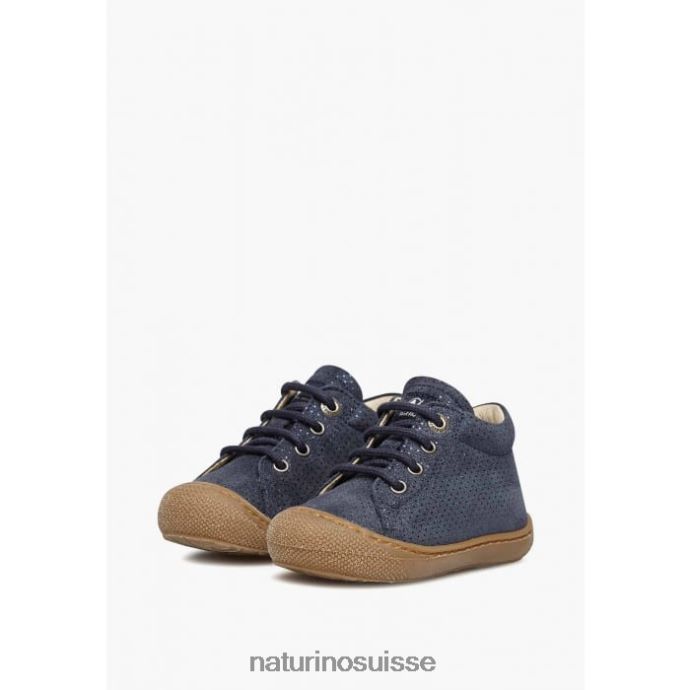 enfants cocon T88FLL210 Naturino premier pas en suède lamé bleu