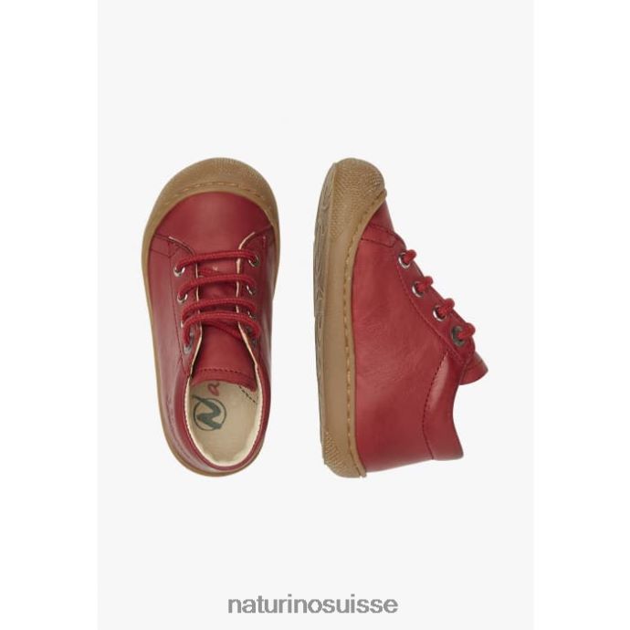 enfants cocon T88FLL223 Naturino chaussures pour tout-petits en cuir napa rouge grenat