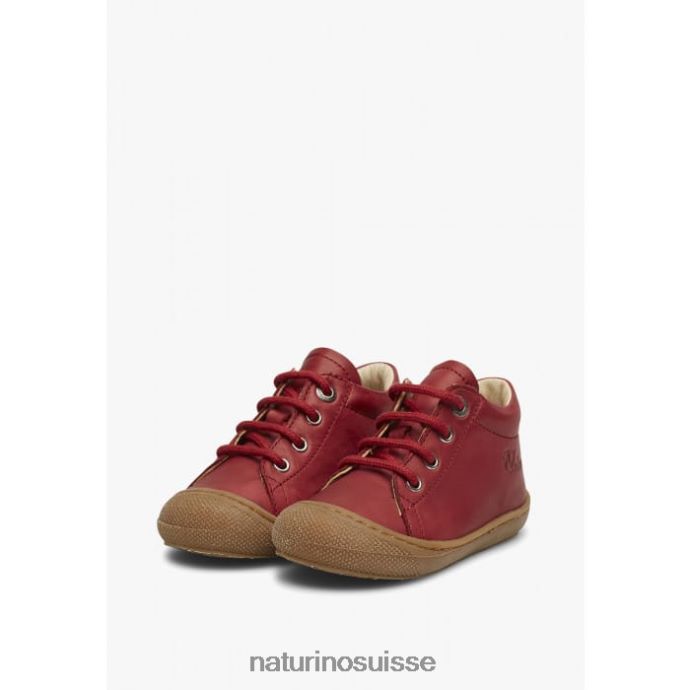 enfants cocon T88FLL223 Naturino chaussures pour tout-petits en cuir napa rouge grenat