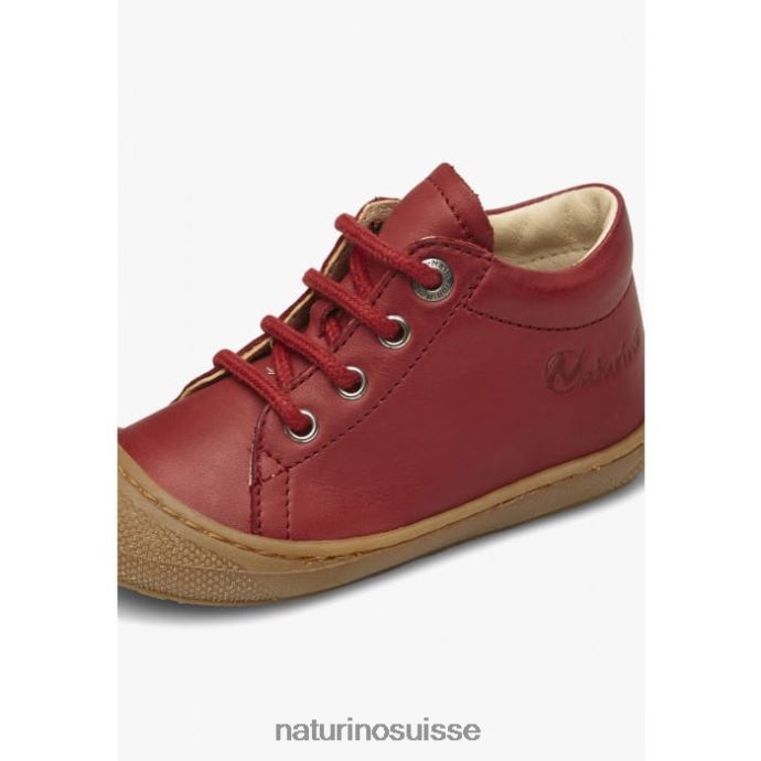 enfants cocon T88FLL223 Naturino chaussures pour tout-petits en cuir napa rouge grenat