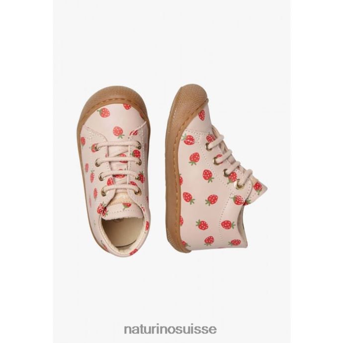 enfants cocon T88FLL60 Naturino chaussures premiers pas en cuir nappa imprimé rose poudré