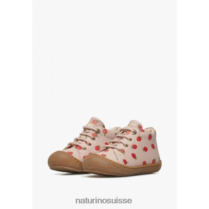 enfants cocon T88FLL60 Naturino chaussures premiers pas en cuir nappa imprimé rose poudré