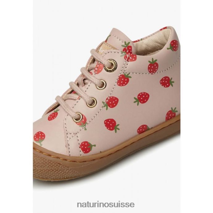 enfants cocon T88FLL60 Naturino chaussures premiers pas en cuir nappa imprimé rose poudré