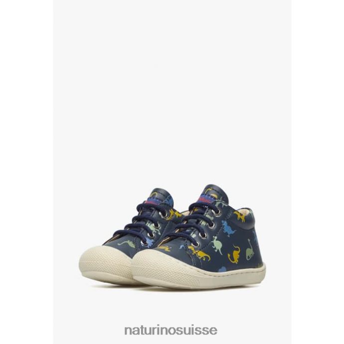 enfants cocon T88FLL69 Naturino chaussures premiers pas en cuir avec imprimé dinosaure bleu