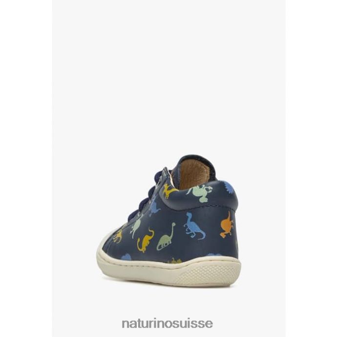 enfants cocon T88FLL69 Naturino chaussures premiers pas en cuir avec imprimé dinosaure bleu