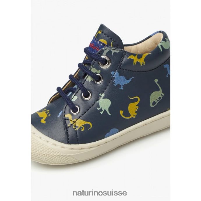 enfants cocon T88FLL69 Naturino chaussures premiers pas en cuir avec imprimé dinosaure bleu