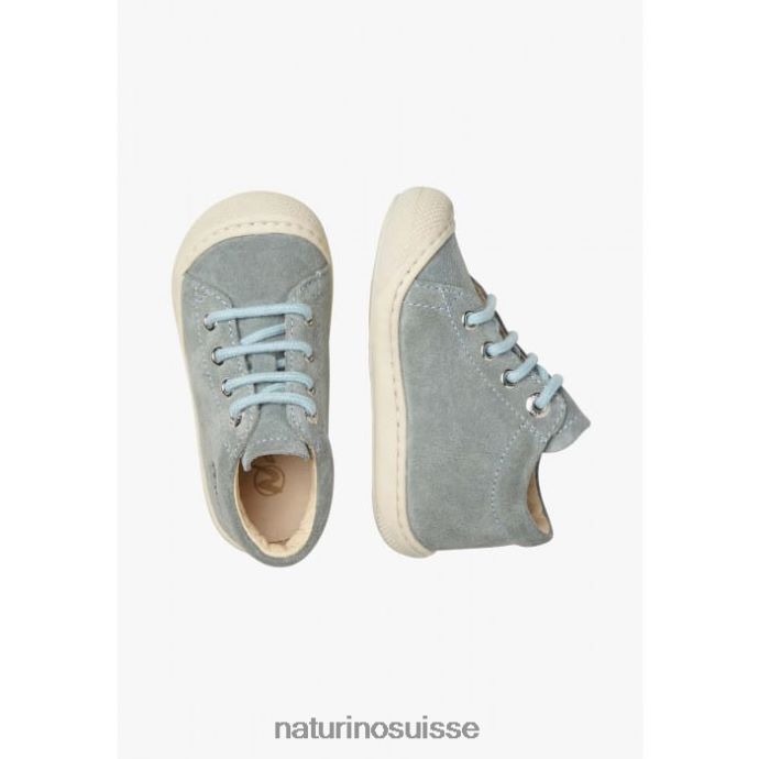 enfants cocon T88FLL87 Naturino chaussures premiers pas en suède vert clair-bleu ciel