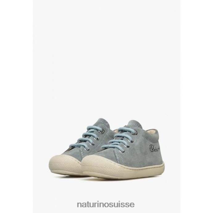 enfants cocon T88FLL87 Naturino chaussures premiers pas en suède vert clair-bleu ciel