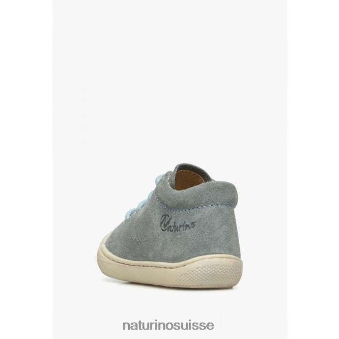enfants cocon T88FLL87 Naturino chaussures premiers pas en suède vert clair-bleu ciel