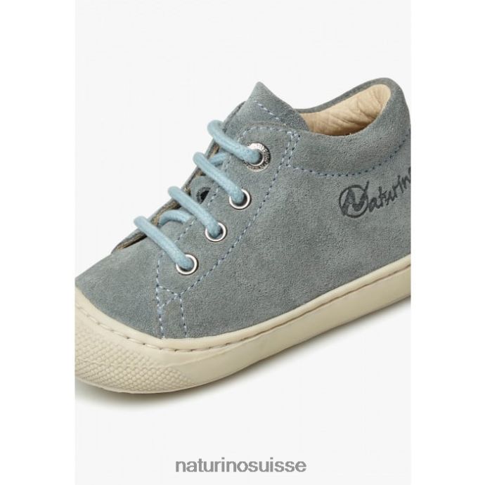 enfants cocon T88FLL87 Naturino chaussures premiers pas en suède vert clair-bleu ciel