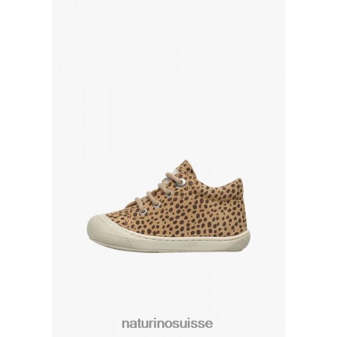 enfants cocon T88FLL91 Naturino chaussures premiers pas en suède imprimé poney beige-noir