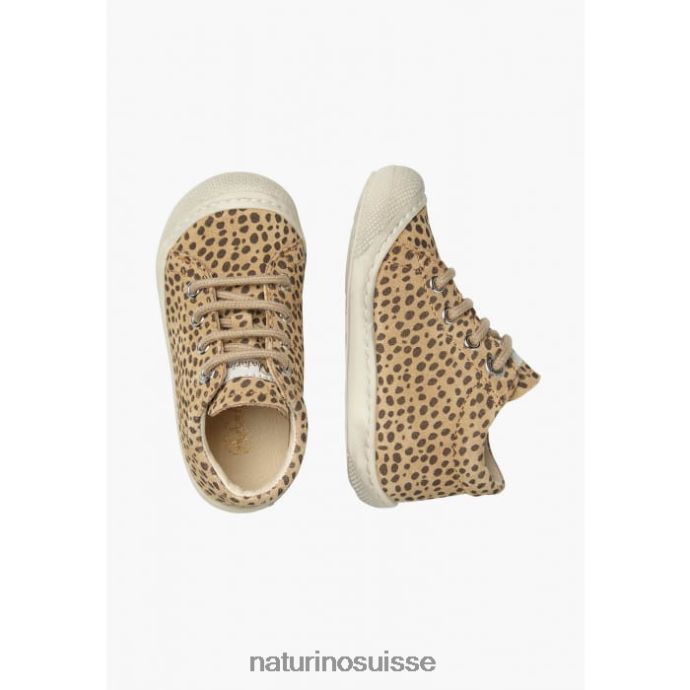 enfants cocon T88FLL91 Naturino chaussures premiers pas en suède imprimé poney beige-noir