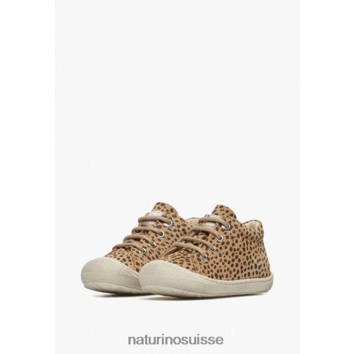 enfants cocon T88FLL91 Naturino chaussures premiers pas en suède imprimé poney beige-noir