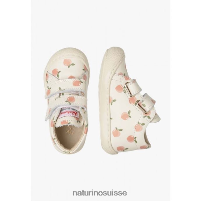 enfants cocon vl T88FLL100 Naturino bottines pour tout-petits en cuir à imprimé abricot crème