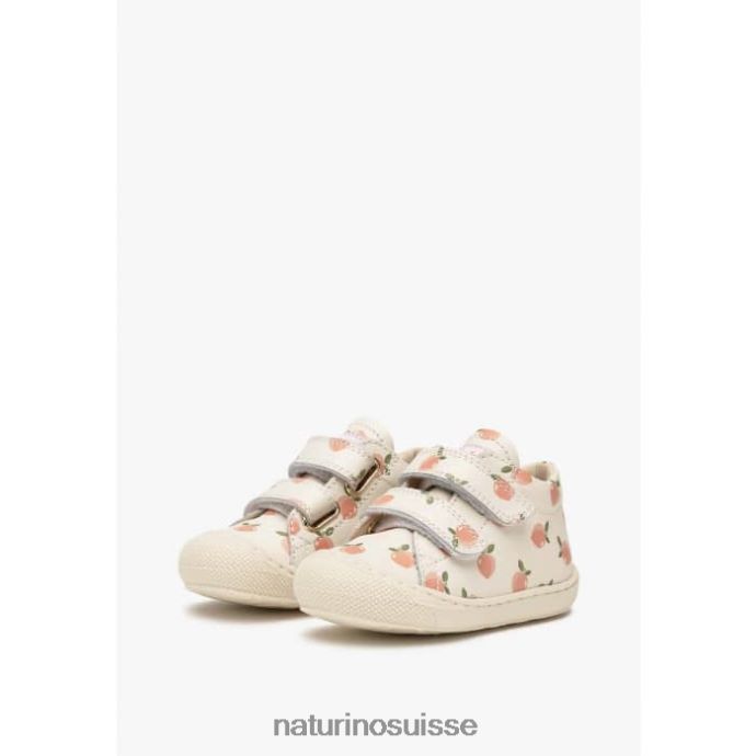 enfants cocon vl T88FLL100 Naturino bottines pour tout-petits en cuir à imprimé abricot crème